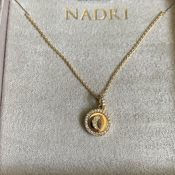 Nadri moon circle pendant necklace - Picture 1 of 7